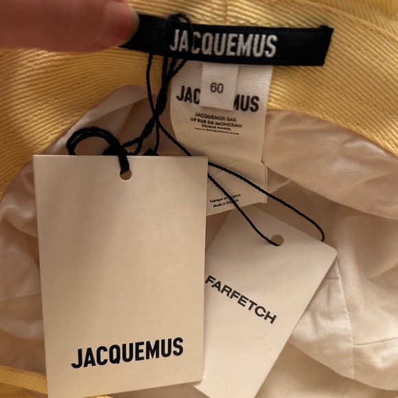 JACQUEMUS Le Bob Artichaut cotton bucket hat Yellow UNIXEX Size 60 L NEW - Picture 5 of 6